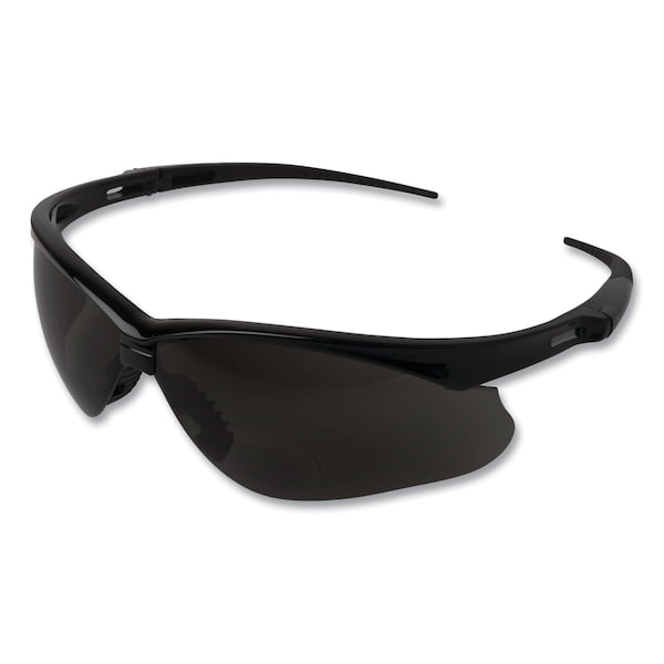 V60 Nemesis Rx Reader Safety Glasses, Black Frame, Smoke Lens, +2.5 Diopter Strength, PK12